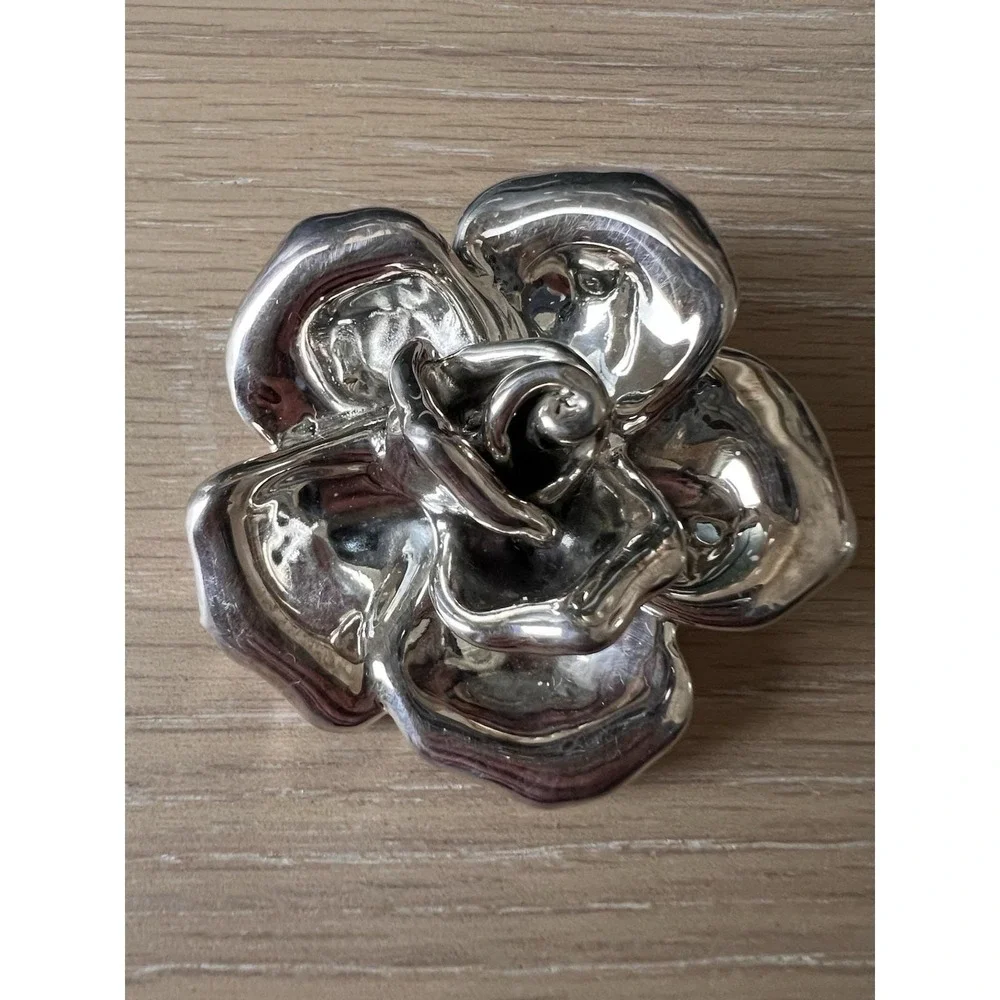 VTG Bat-Ami Sterling Silver Brooch Signed 925 Flower Rose Electroform Israel